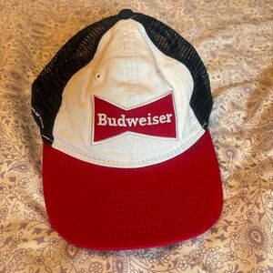 Budweiser Red and White Cap with Black Mesh